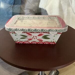Temptations Floral Covered Loaf Pan in Red, Green & White